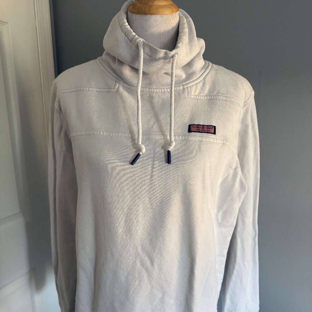 Vineyard Vines Womens Cowl Funnel Neck Distressed Sweatshirt